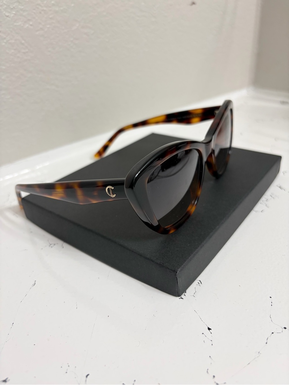 Carolina Lemke Orchid Cat Eye Sunglasses Tortoise Brown Gradient UV400 - Picture 3 of 6